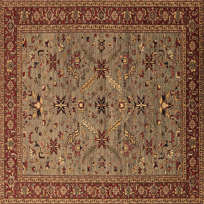 Square Oriental Brown Traditional Rug, urb2358brn