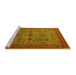 Sideview of Machine Washable Oriental Yellow Traditional Rug, wshurb2358yw