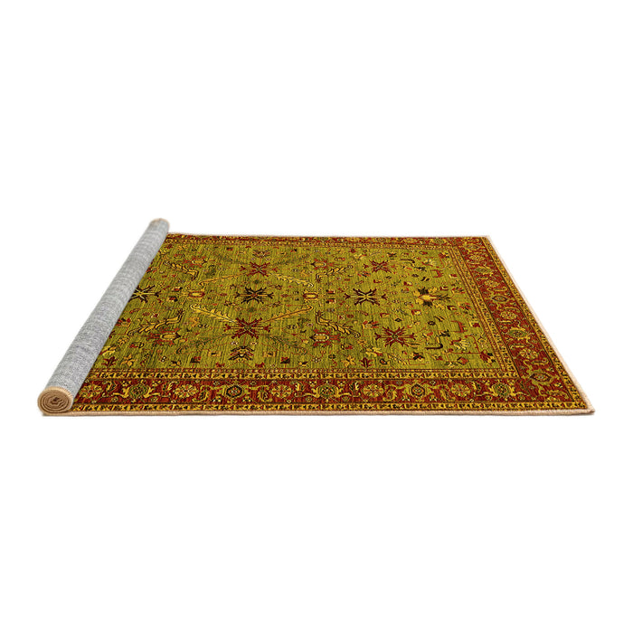 Sideview of Machine Washable Oriental Yellow Traditional Rug, wshurb2358yw