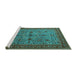 Sideview of Machine Washable Oriental Turquoise Traditional Area Rugs, wshurb2358turq