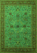 Machine Washable Oriental Green Traditional Area Rugs, wshurb2358grn