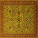 Square Machine Washable Oriental Yellow Traditional Rug, wshurb2358yw