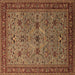 Square Machine Washable Oriental Brown Traditional Rug, wshurb2358brn