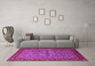 Machine Washable Oriental Pink Traditional Rug in a Living Room, wshurb2358pnk