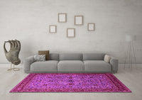 Machine Washable Oriental Pink Traditional Rug, wshurb2358pnk