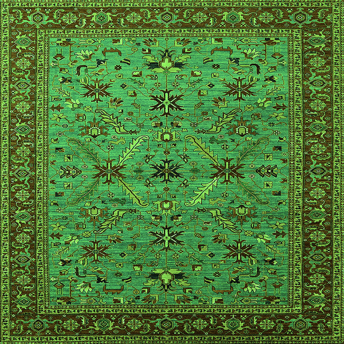 Square Oriental Green Traditional Rug, urb2358grn