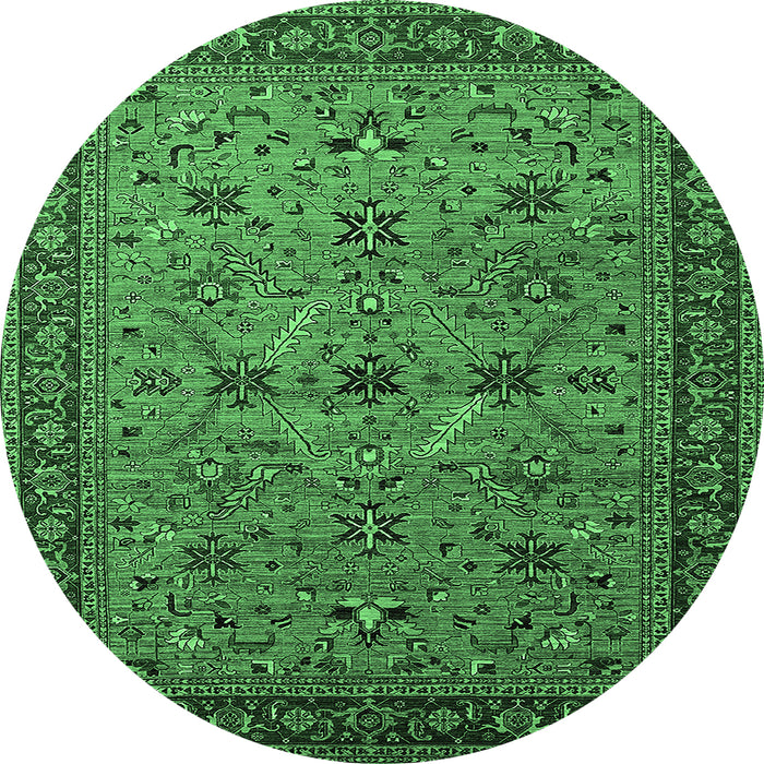 Round Oriental Emerald Green Traditional Rug, urb2358emgrn