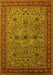 Machine Washable Oriental Yellow Traditional Rug, wshurb2358yw