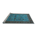 Sideview of Machine Washable Oriental Light Blue Traditional Rug, wshurb2358lblu