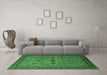 Machine Washable Oriental Emerald Green Traditional Area Rugs in a Living Room,, wshurb2358emgrn