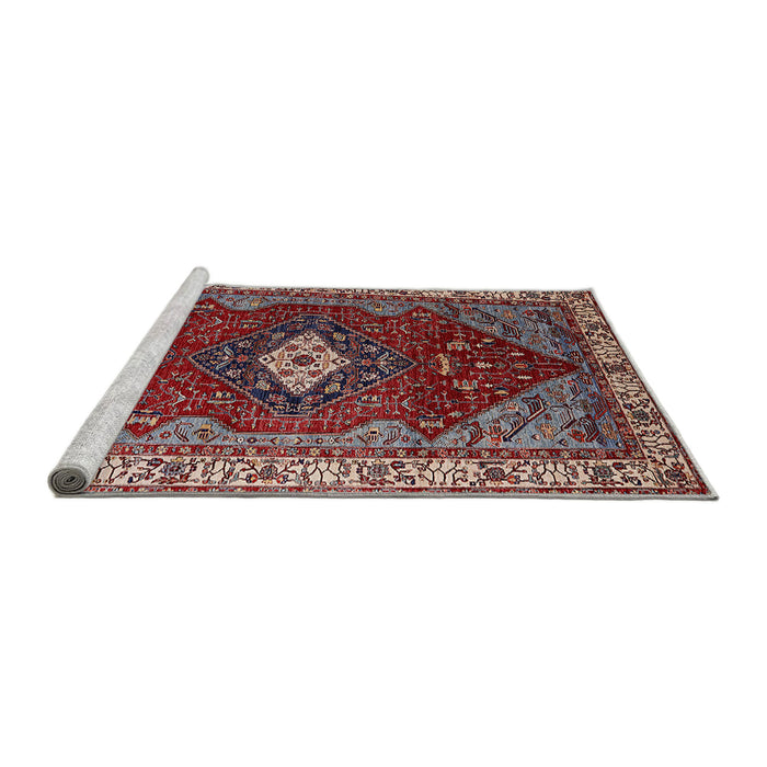 Sideview of Machine Washable Industrial Modern Cranberry Red Rug, wshurb2359