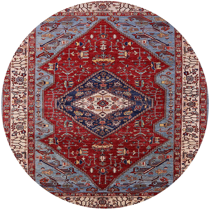 Round Mid-Century Modern Cranberry Red Persian Rug, urb2359