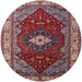 Round Mid-Century Modern Cranberry Red Persian Rug, urb2359