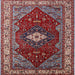 Square Mid-Century Modern Cranberry Red Persian Rug, urb2359