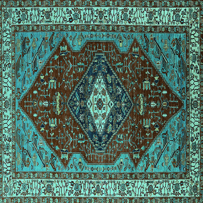 Square Persian Turquoise Traditional Rug, urb2359turq
