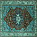 Square Persian Turquoise Traditional Rug, urb2359turq