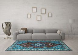 Machine Washable Persian Light Blue Traditional Rug in a Living Room, wshurb2359lblu