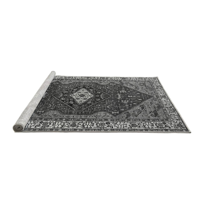 Sideview of Machine Washable Persian Gray Traditional Rug, wshurb2359gry