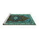 Sideview of Machine Washable Persian Turquoise Traditional Area Rugs, wshurb2359turq