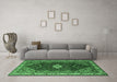 Machine Washable Persian Emerald Green Traditional Area Rugs in a Living Room,, wshurb2359emgrn