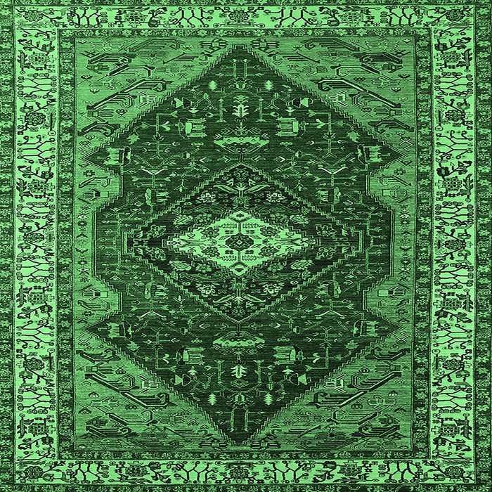 Square Persian Emerald Green Traditional Rug, urb2359emgrn