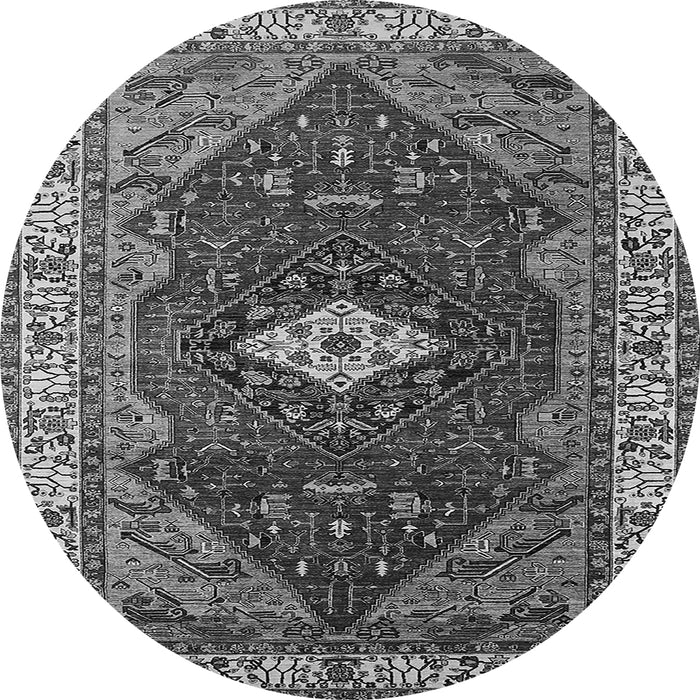 Round Machine Washable Persian Gray Traditional Rug, wshurb2359gry