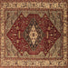 Square Persian Brown Traditional Rug, urb2359brn