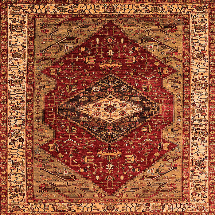 Square Machine Washable Persian Orange Traditional Area Rugs, wshurb2359org