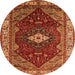 Round Machine Washable Persian Orange Traditional Area Rugs, wshurb2359org