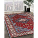 Mid-Century Modern Cranberry Red Persian Rug in Family Room, urb2359