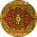 Round Machine Washable Persian Yellow Traditional Rug, wshurb2359yw