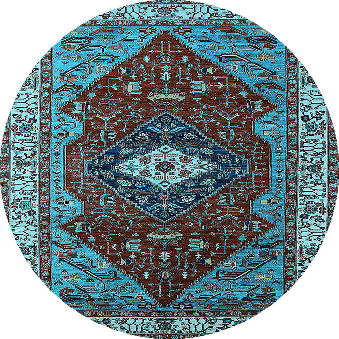 Round Persian Light Blue Traditional Rug, urb2359lblu