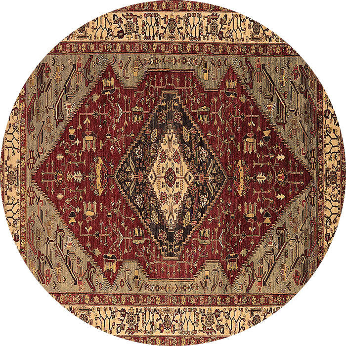 Round Machine Washable Persian Brown Traditional Rug, wshurb2359brn