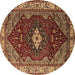 Round Machine Washable Persian Brown Traditional Rug, wshurb2359brn