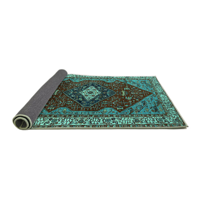 Sideview of Persian Turquoise Traditional Rug, urb2359turq
