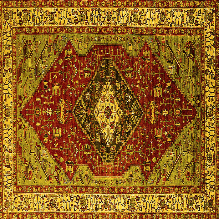 Square Machine Washable Persian Yellow Traditional Rug, wshurb2359yw