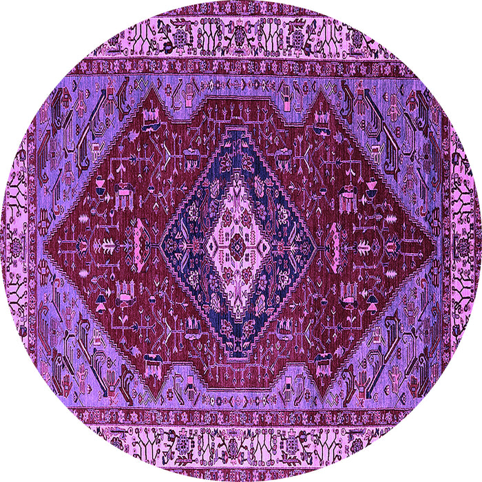 Round Persian Purple Traditional Rug, urb2359pur
