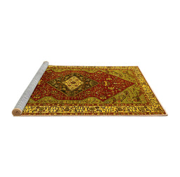 Sideview of Machine Washable Persian Yellow Traditional Rug, wshurb2359yw