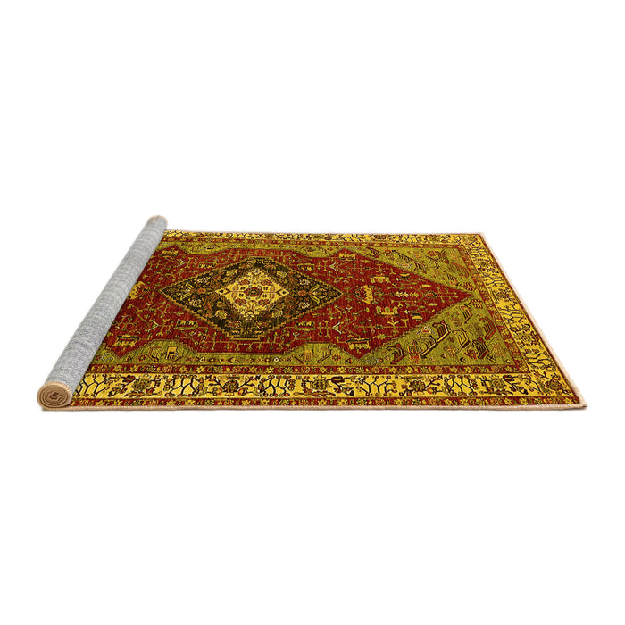 Sideview of Machine Washable Persian Yellow Traditional Rug, wshurb2359yw