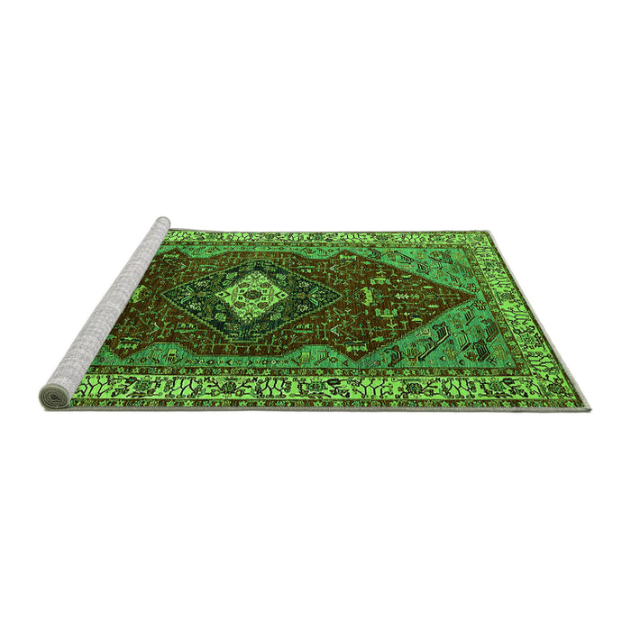 Sideview of Machine Washable Persian Green Traditional Area Rugs, wshurb2359grn