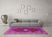 Machine Washable Persian Pink Traditional Rug, wshurb2359pnk