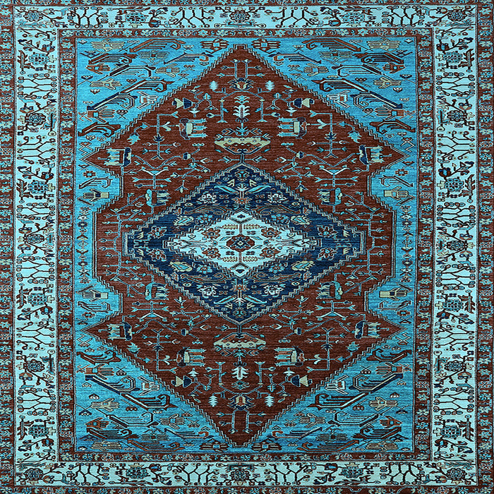 Square Machine Washable Persian Light Blue Traditional Rug, wshurb2359lblu