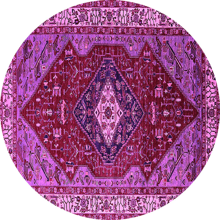 Round Machine Washable Persian Pink Traditional Rug, wshurb2359pnk