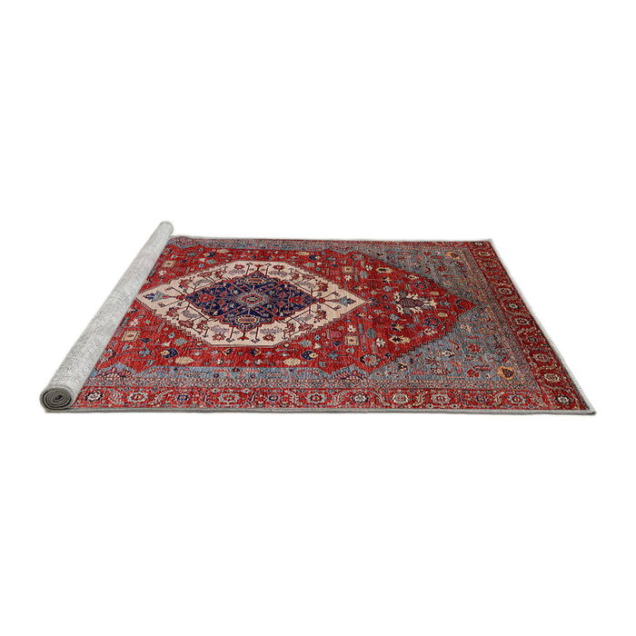 Sideview of Machine Washable Industrial Modern Red Rug, wshurb2360