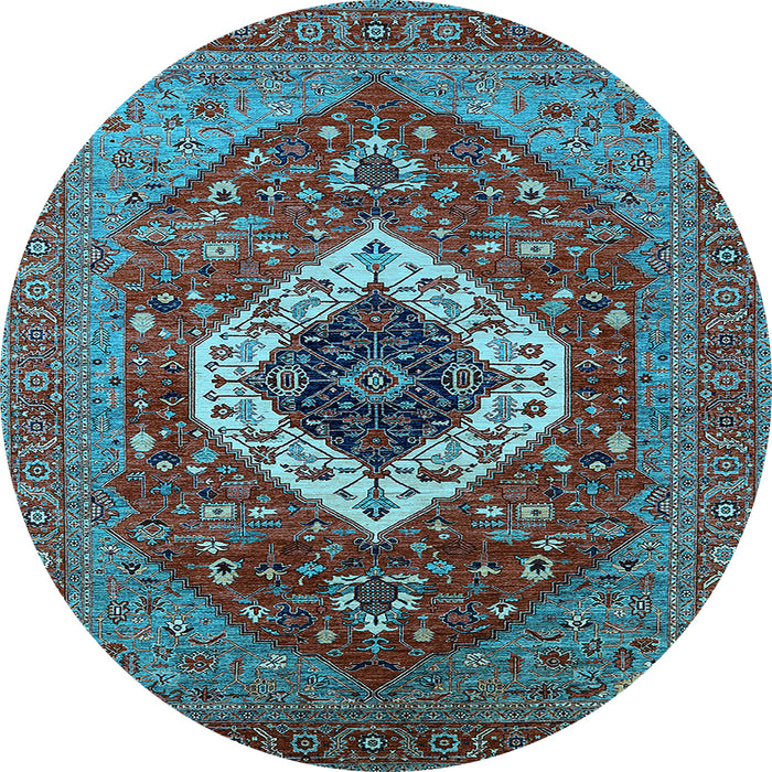 Round Persian Light Blue Traditional Rug, urb2360lblu