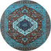 Round Persian Light Blue Traditional Rug, urb2360lblu