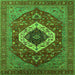 Square Persian Green Traditional Rug, urb2360grn