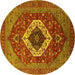 Round Persian Yellow Traditional Rug, urb2360yw