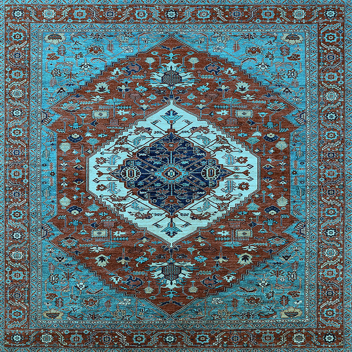 Square Persian Light Blue Traditional Rug, urb2360lblu