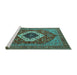 Sideview of Machine Washable Persian Turquoise Traditional Area Rugs, wshurb2360turq